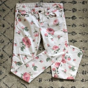 Free People Rose Print Ankle Jeans